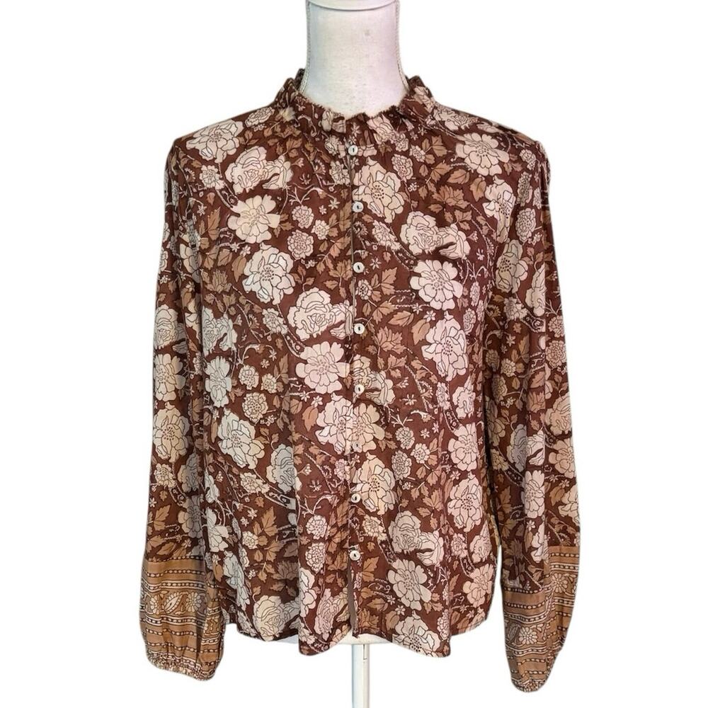 Cleobella Anthropologie Size S Nasir Blouse Floral Boho Print Indie Cottagecore